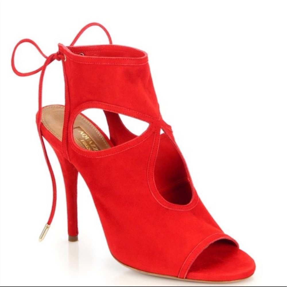 Brand New Aquazurra Sexy Thing Red suede sandals